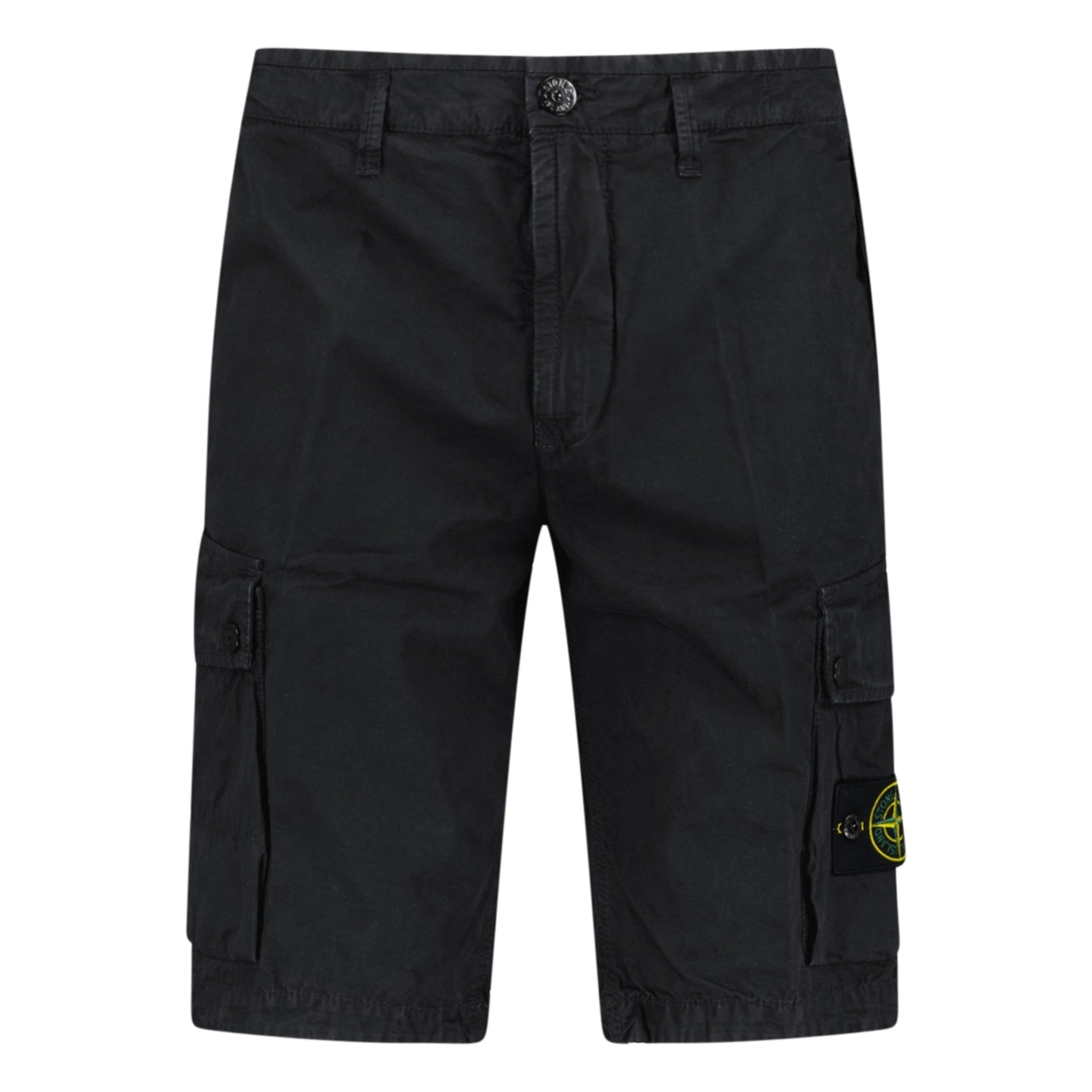 Stone Island Stretch Organic Cotton Twill Cargo Bermuda Shorts in Black