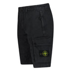 Stone Island Stretch Organic Cotton Twill Cargo Bermuda Shorts in Black