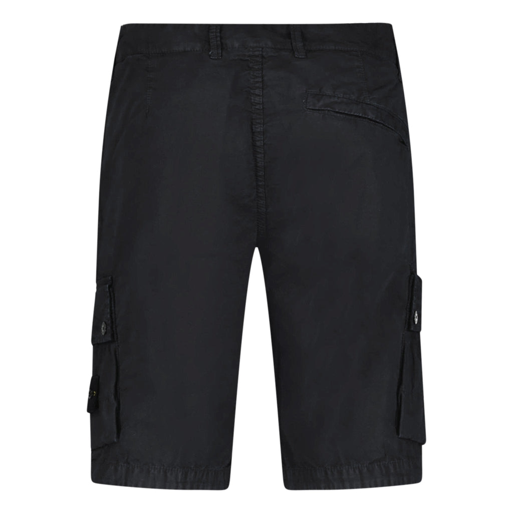 Stone Island Stretch Organic Cotton Twill Cargo Bermuda Shorts in Black