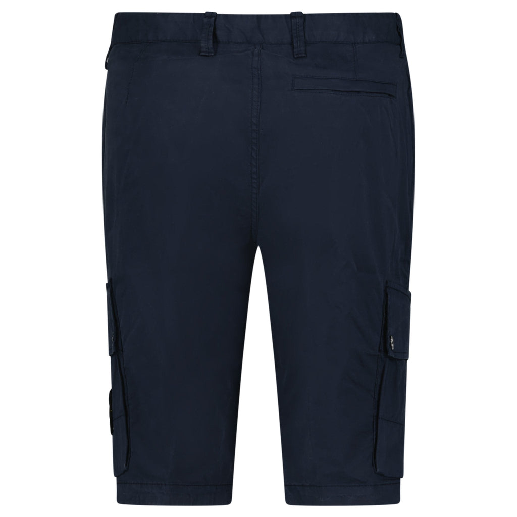 Stone Island Stretch Organic Cotton Twill Cargo Bermuda Shorts in Navy Blue