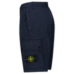 Stone Island Stretch Organic Cotton Twill Cargo Bermuda Shorts in Navy Blue