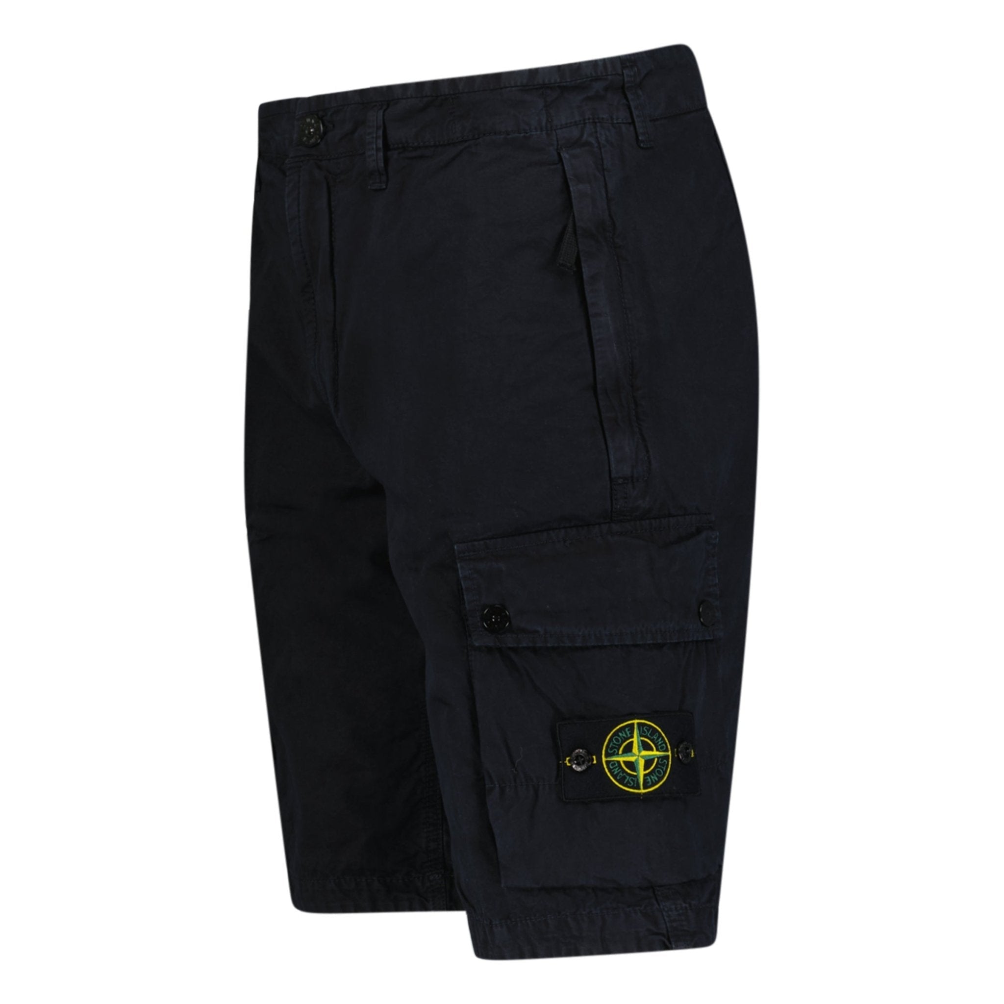 Stone Island Stretch Organic Cotton Twill Cargo Bermuda Shorts in Navy Blue