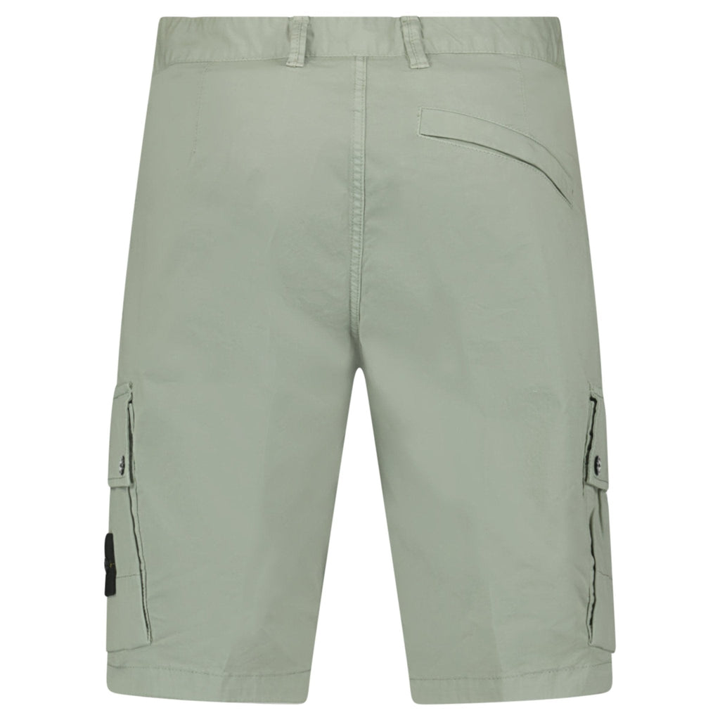 Stone Island Stretch Organic Cotton Twill Cargo Bermuda Shorts in Sage Green