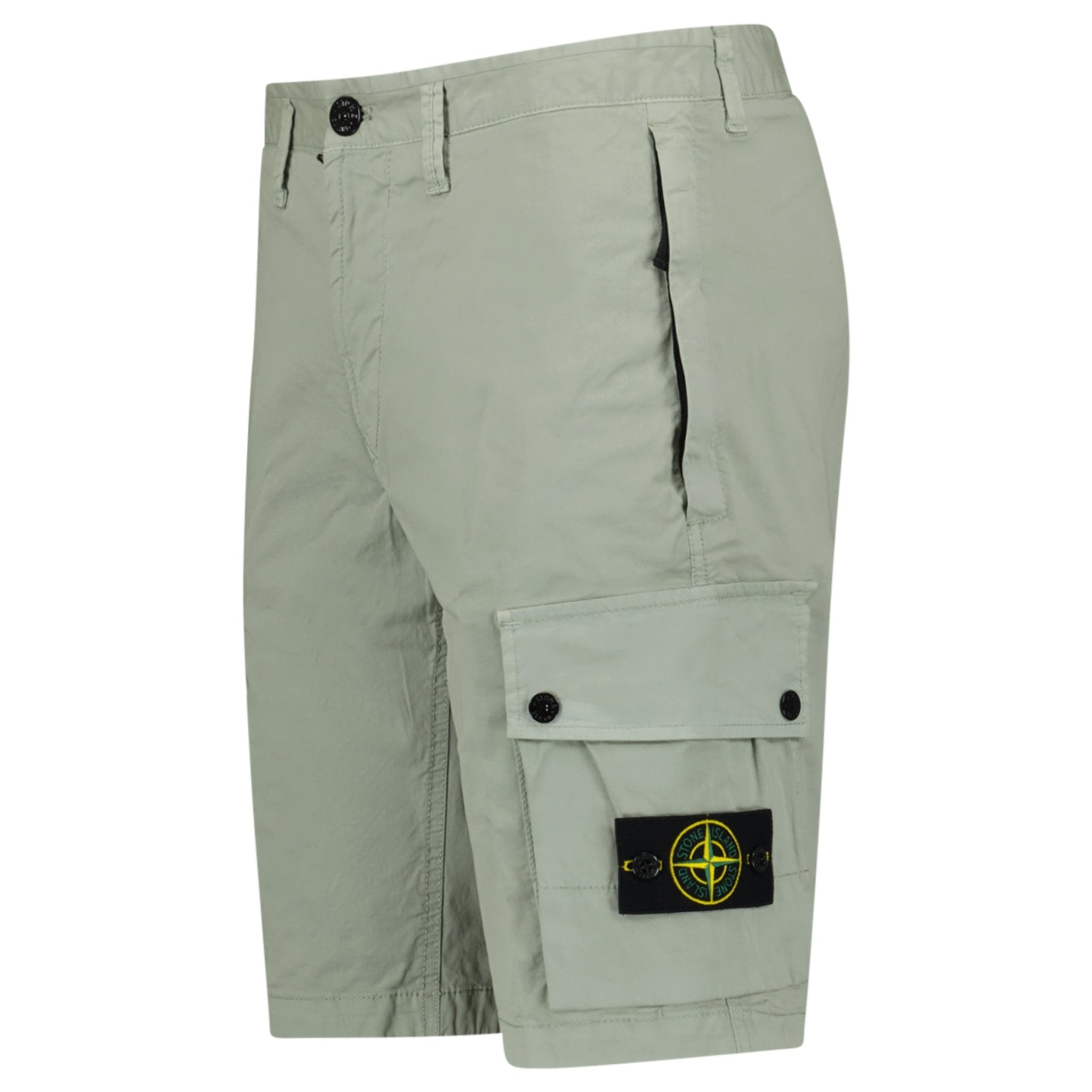 Stone Island Stretch Organic Cotton Twill Cargo Bermuda Shorts in Sage Green