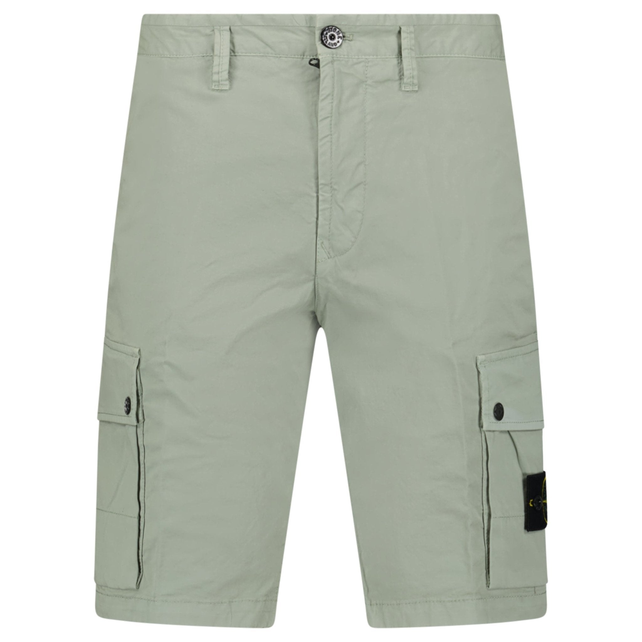 Stone Island Stretch Organic Cotton Twill Cargo Bermuda Shorts in Sage Green
