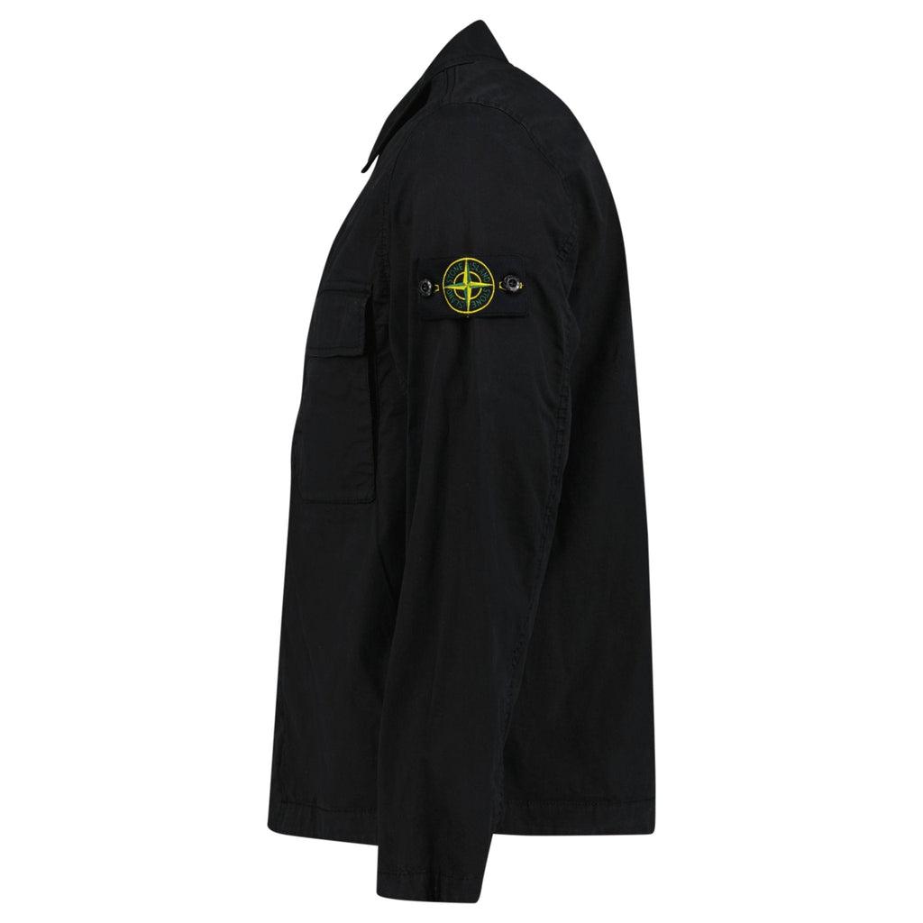 Stone Island Stretch Organic Cotton Twill Overshirt in Black