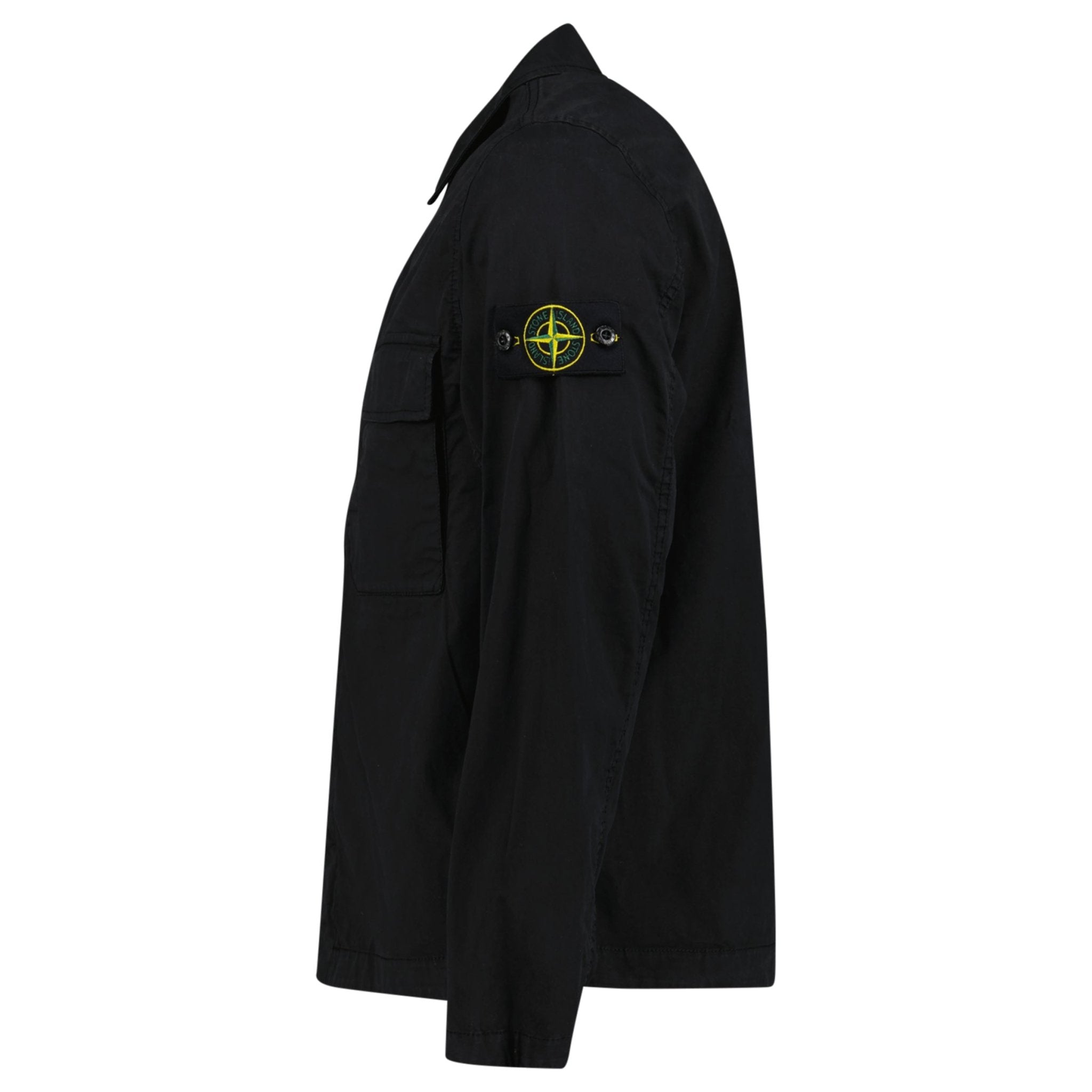 Stone Island Stretch Organic Cotton Twill Overshirt in Black