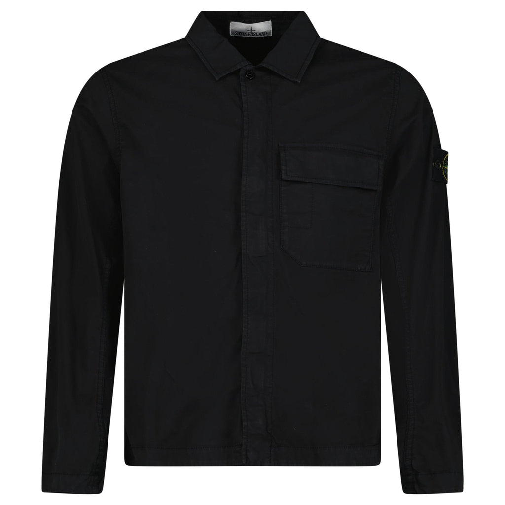 Stone Island Stretch Organic Cotton Twill Overshirt in Black