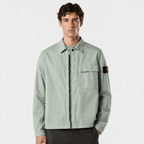 Stone Island Stretch Organic Cotton Twill Overshirt in Sage Green