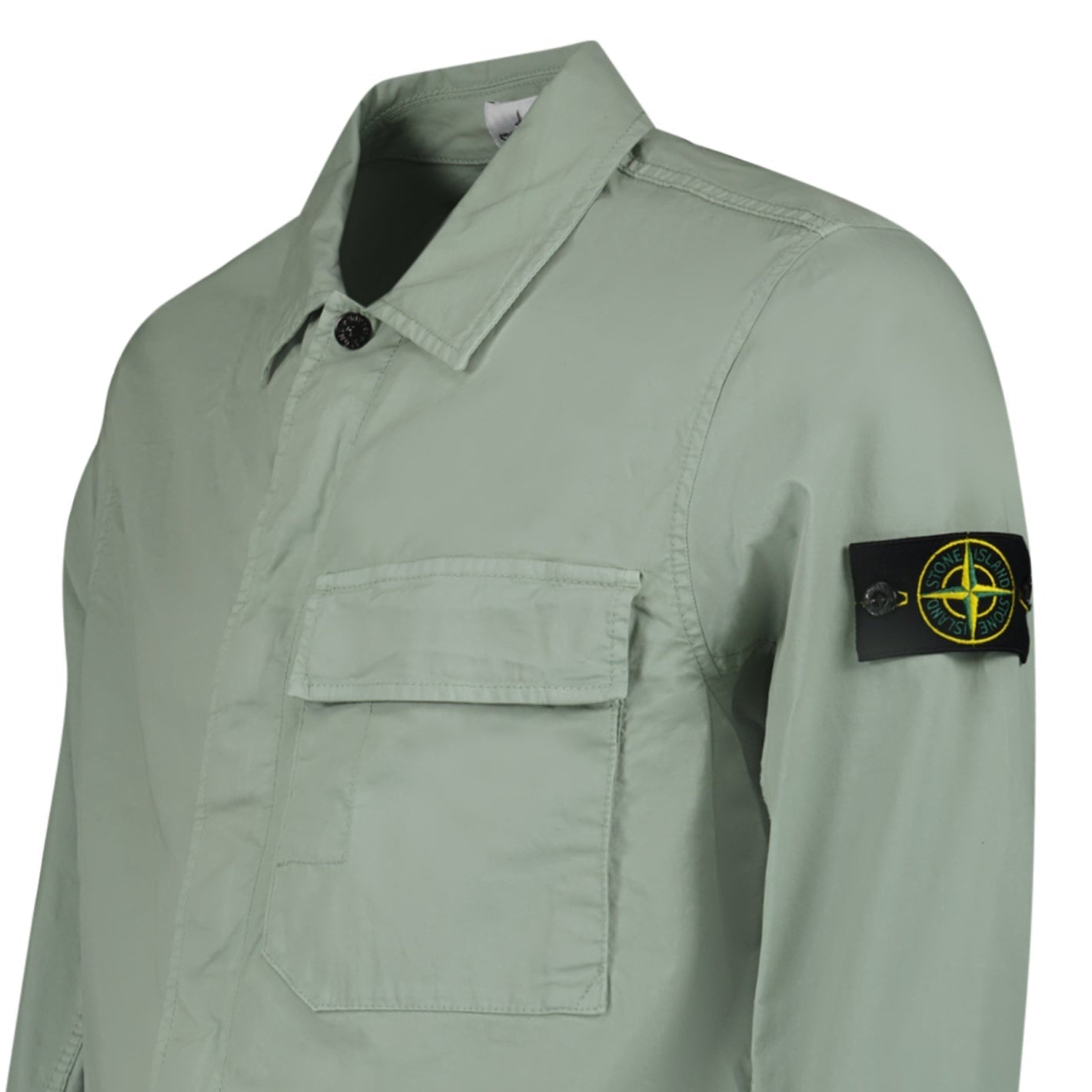 Stone Island Stretch Organic Cotton Twill Overshirt in Sage Green