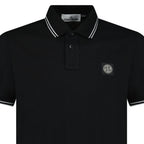 Stone Island Stripe Collar Polo T-Shirt Slim Fit Black
