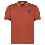 Stone Island Stripe Collar Polo T-Shirt Slim Fit Brick Red