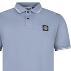 Stone Island Stripe Collar Polo T-Shirt Slim Fit Military Avio Blue