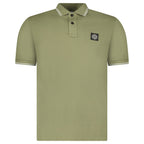 Stone Island Stripe Collar Polo T-Shirt Slim Fit Military Green