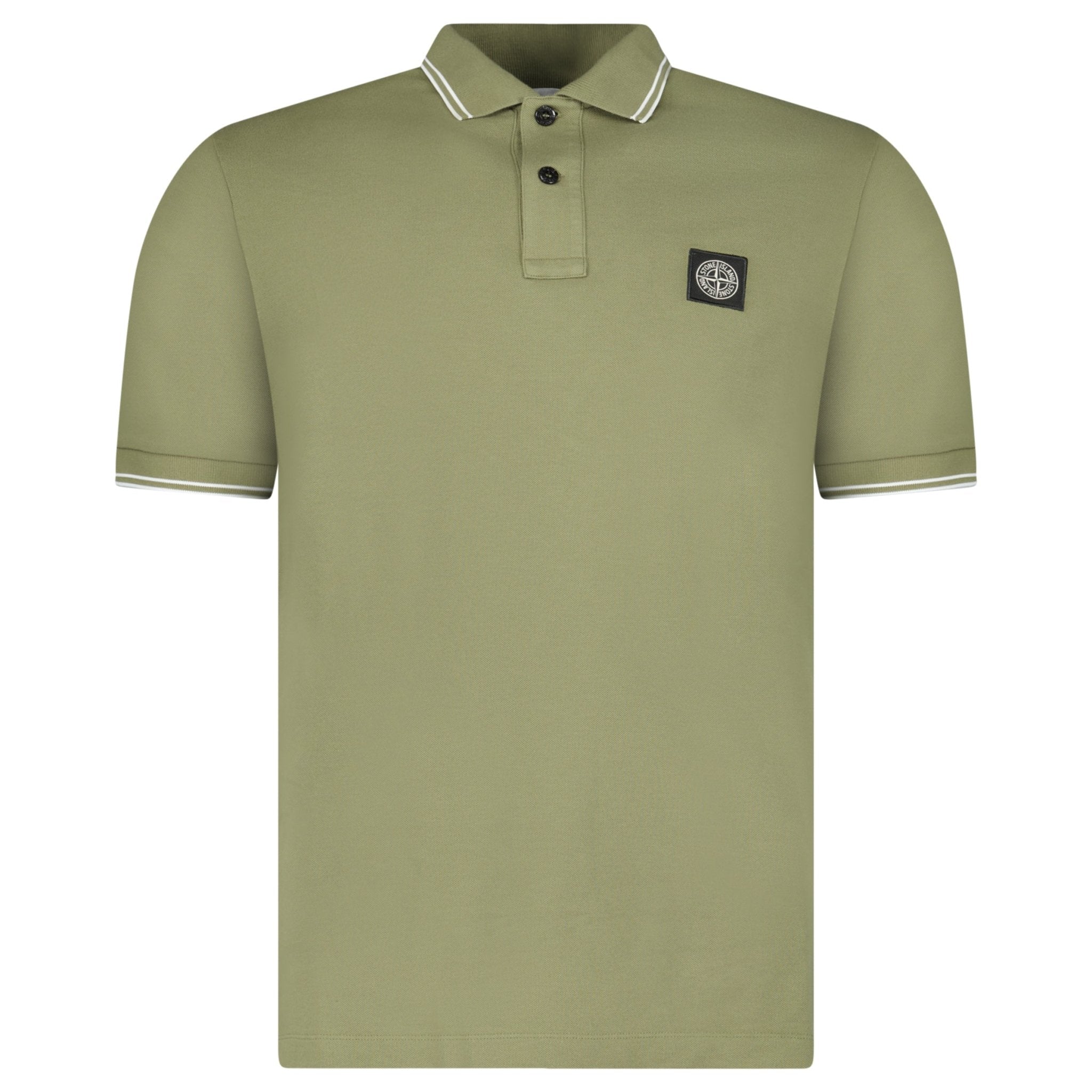 Stone Island Stripe Collar Polo T-Shirt Slim Fit Military Green