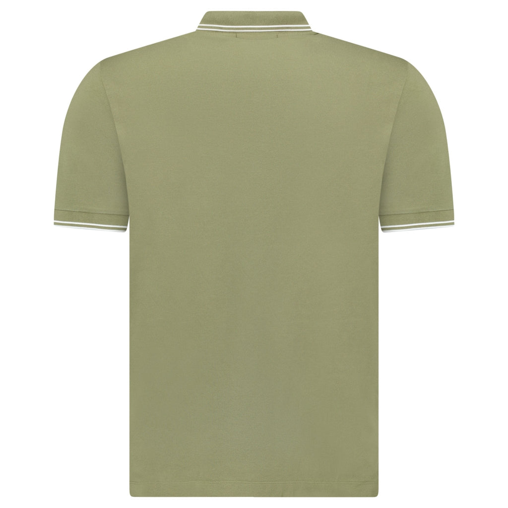 Stone Island Stripe Collar Polo T-Shirt Slim Fit Military Green