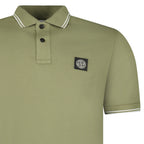 Stone Island Stripe Collar Polo T-Shirt Slim Fit Military Green