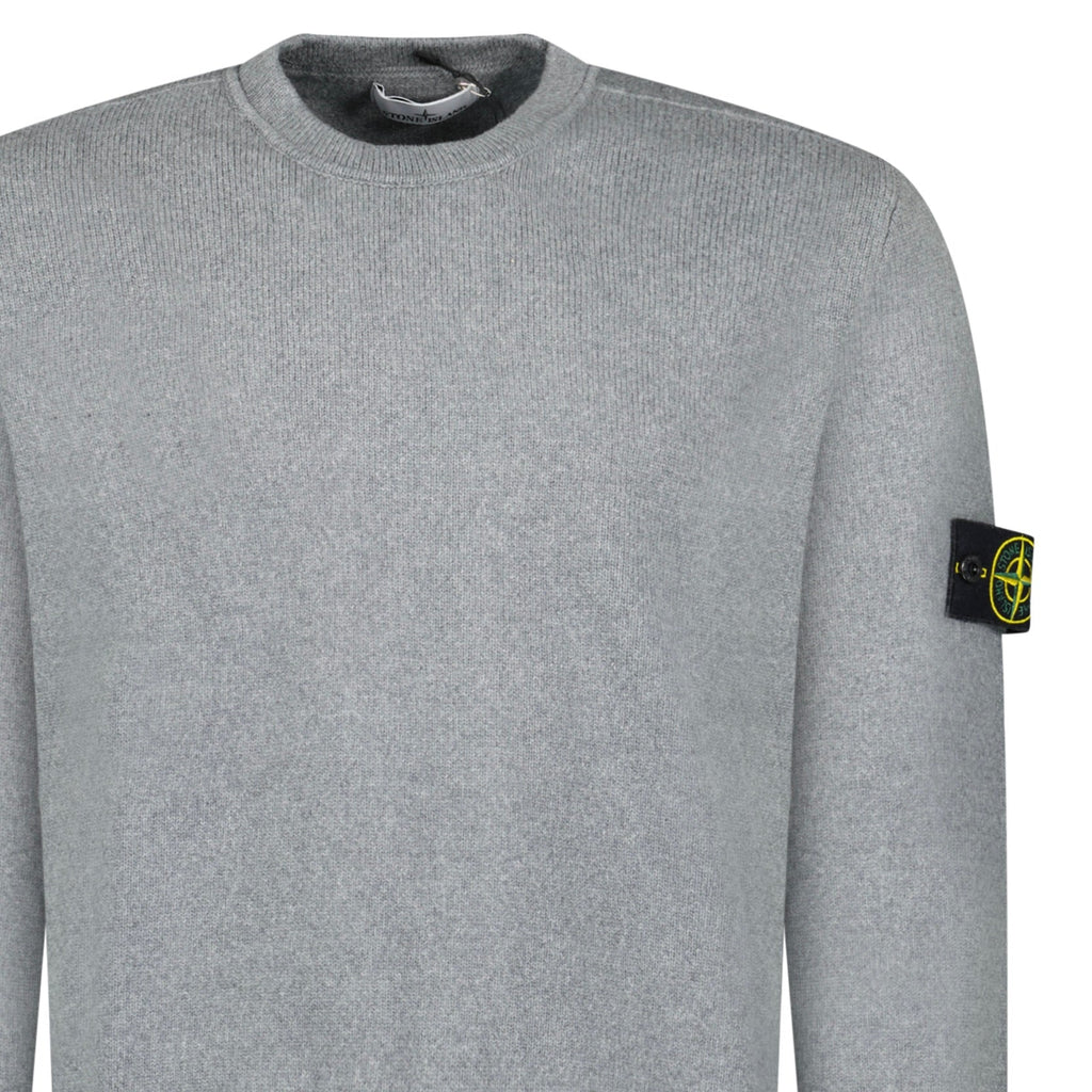 Stone Island Thick Knitted Compass-Badge Sweater in Grey