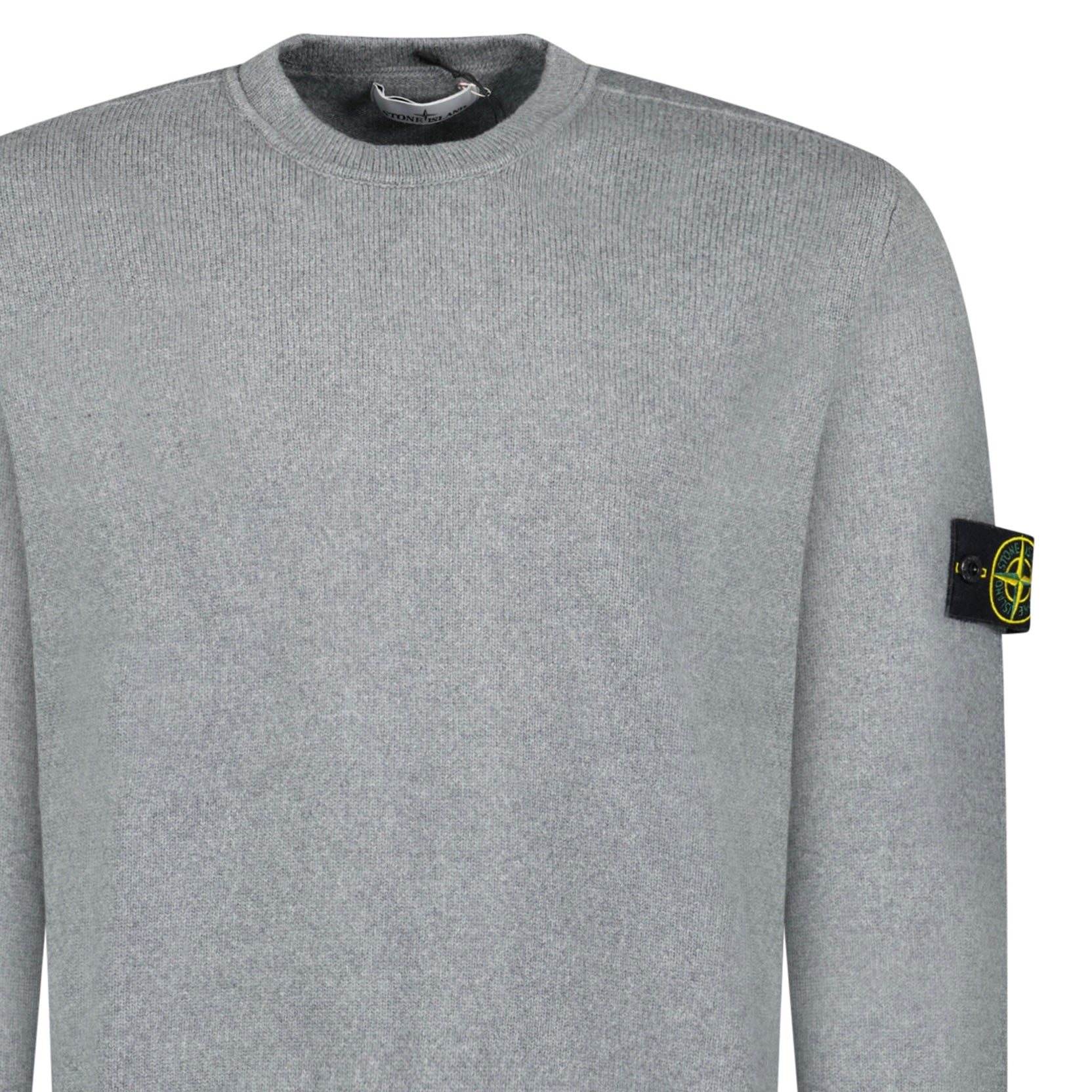 Stone Island Thick Knitted Compass-Badge Sweater in Grey