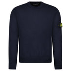 Stone Island Thick Knitted Compass-Badge Sweater in Navy Blue