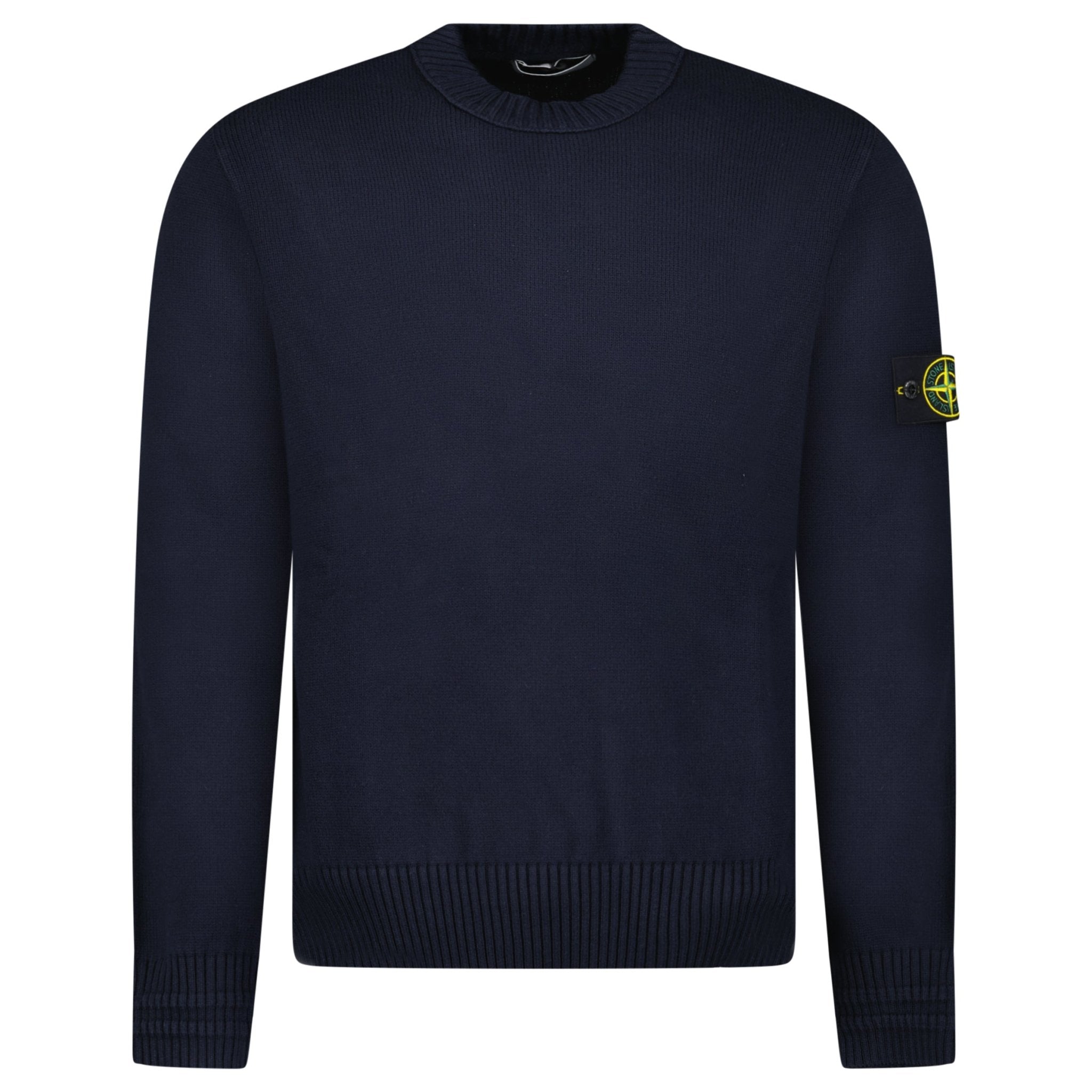 Stone Island Thick Knitted Compass-Badge Sweater in Navy Blue