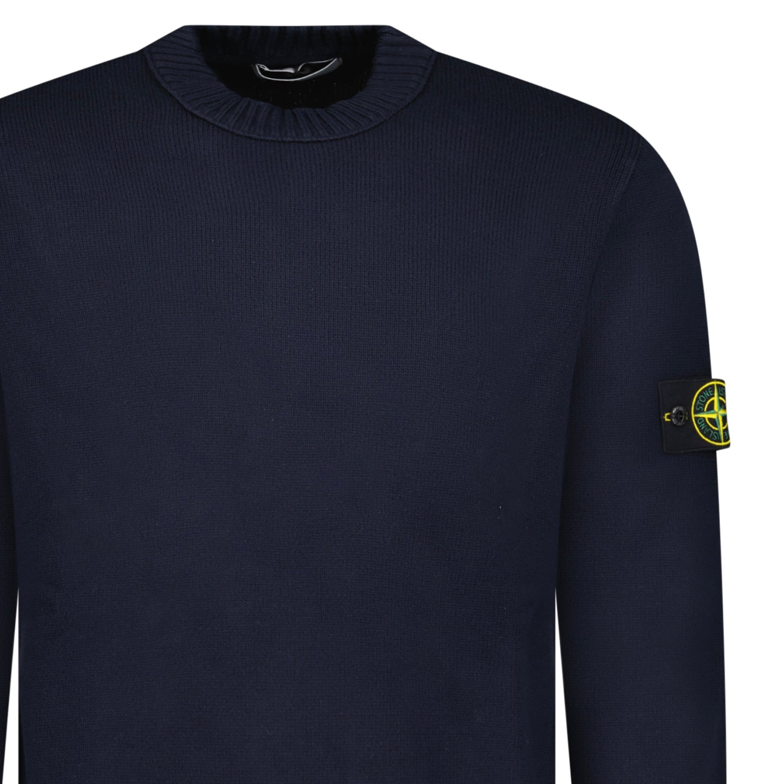 Stone Island Thick Knitted Compass-Badge Sweater in Navy Blue