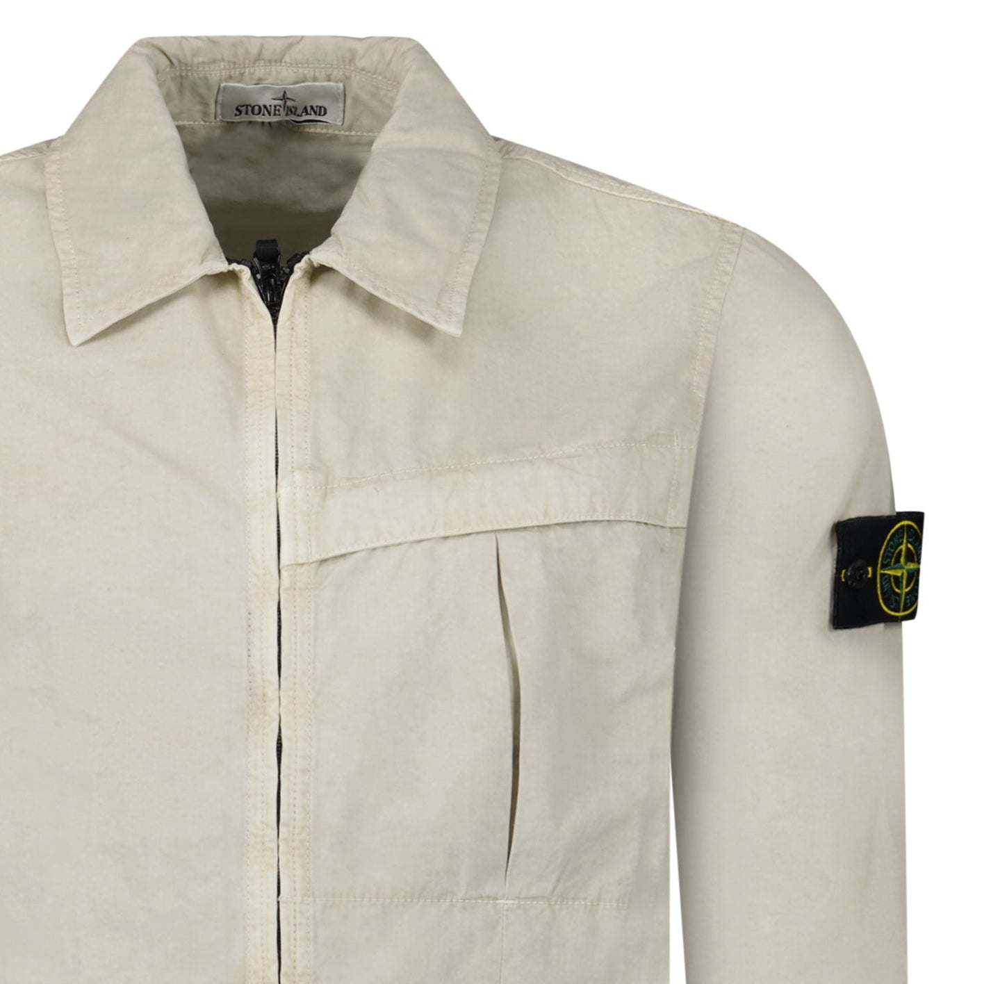 Stone Island Washed Cotton Long Sleeve Overshirt in Light Beige