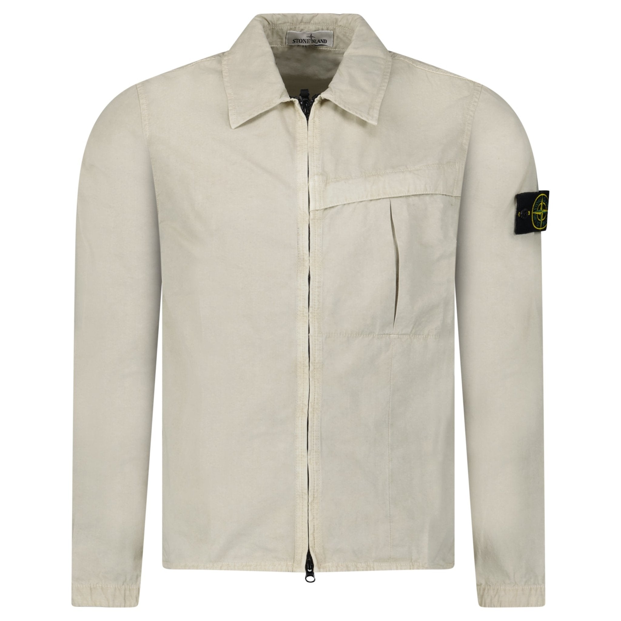 Stone Island Washed Cotton Long Sleeve Overshirt in Light Beige