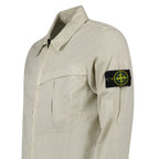 Stone Island Washed Cotton Long Sleeve Overshirt in Light Beige
