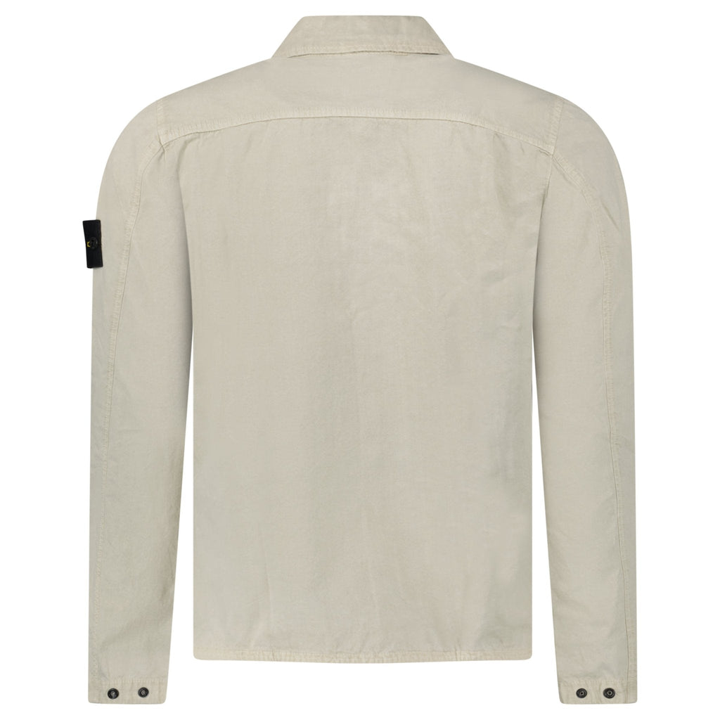 Stone Island Washed Cotton Long Sleeve Overshirt in Light Beige