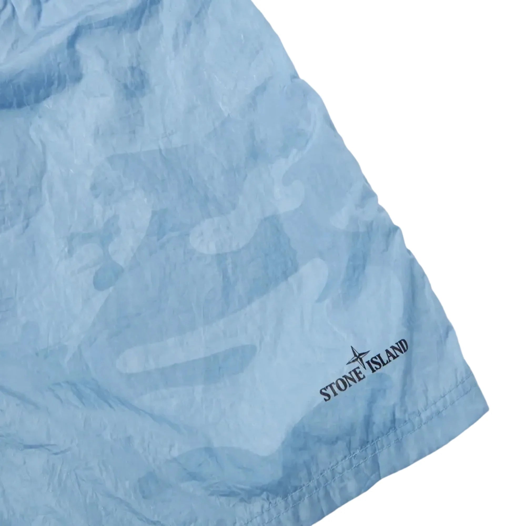 Stone Island Water Reactive Faded Camo Nylon Swim Shorts in Dust Blue
