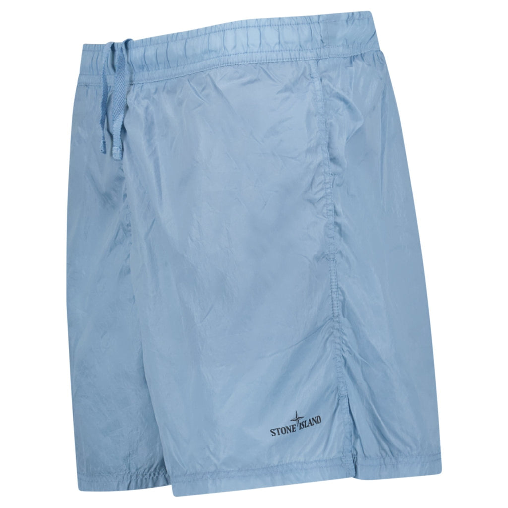 Stone Island Water Reactive Faded Camo Nylon Swim Shorts in Dust Blue