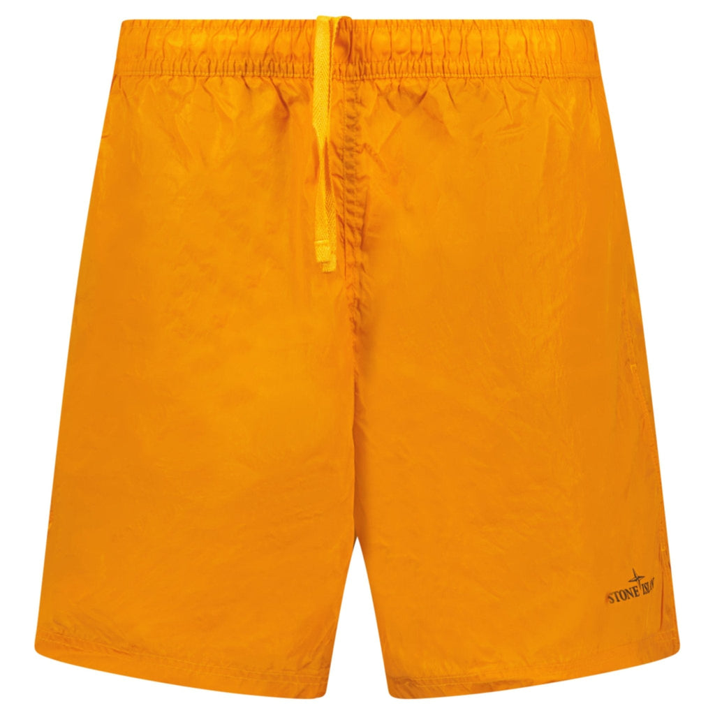 Stone Island Water Reactive Faded Camo Nylon Swim Shorts in Orange