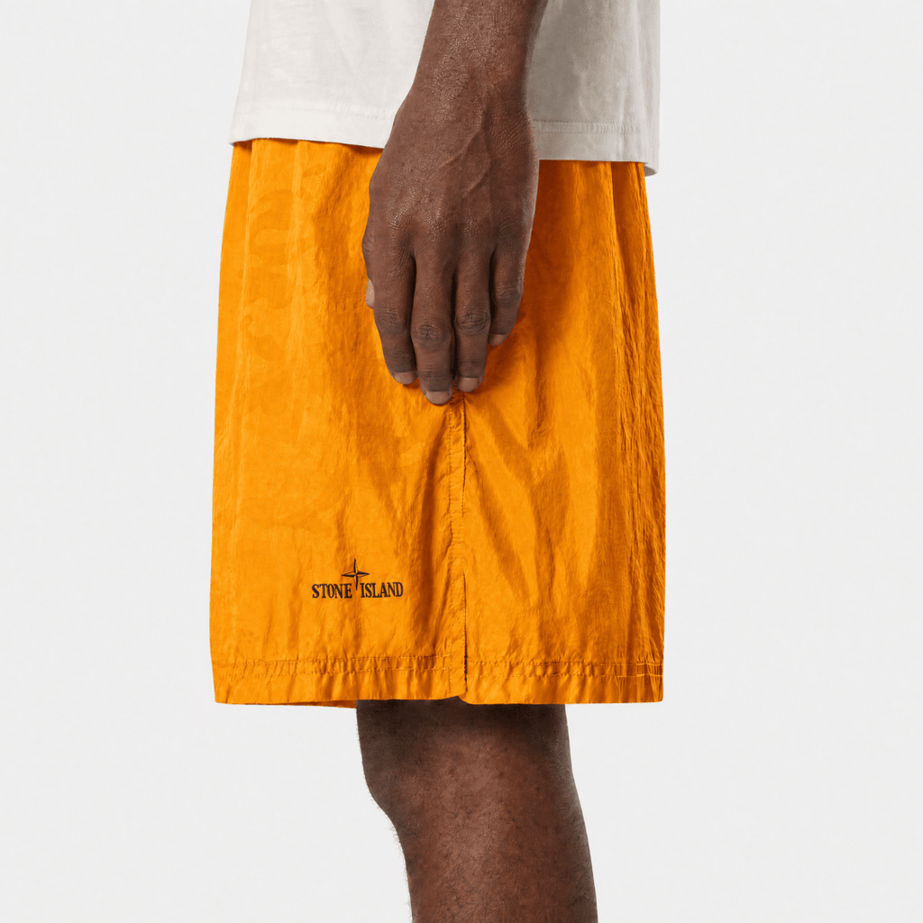 Stone Island Water Reactive Faded Camo Nylon Swim Shorts in Orange