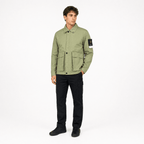 Stone Island Waxed Pigment Cotton Tela Jacket in Military Green