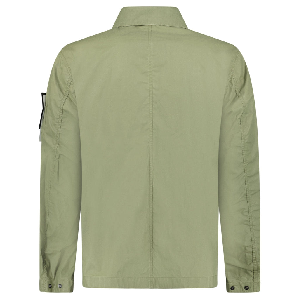 Stone Island Waxed Pigment Cotton Tela Jacket in Military Green