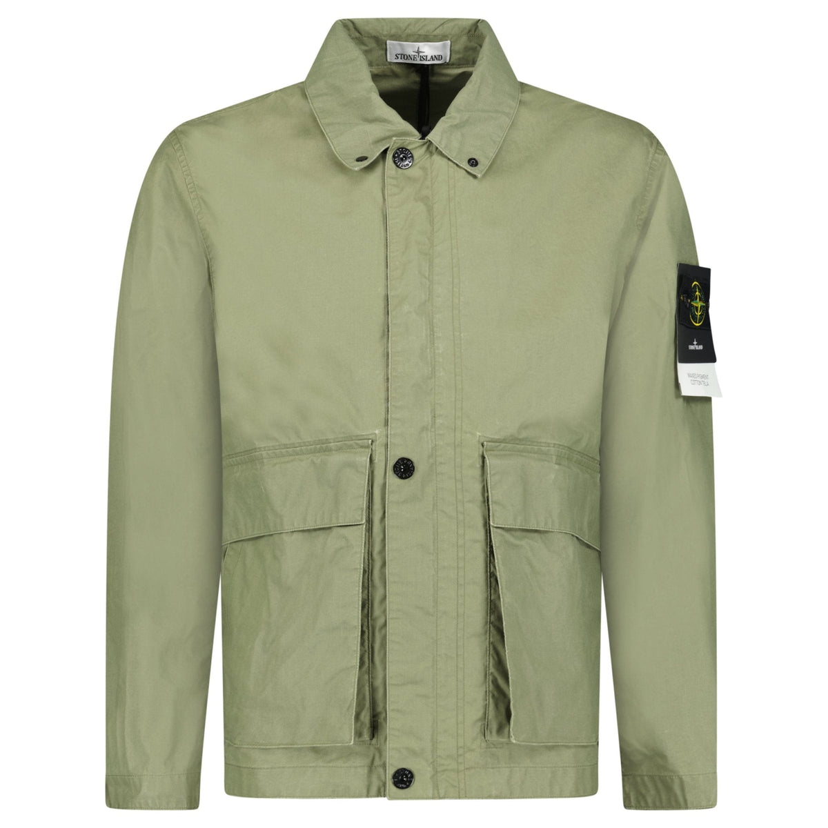 Stone Island Waxed Pigment Cotton Tela Jacket in Military Green