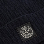 Stone Island Compass Patch Wool Beanie Hat Navy