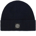 Stone Island Compass Patch Wool Beanie Hat Navy