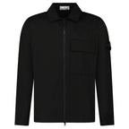 Stone Island Zip Panama Cotton Overshirt in Black