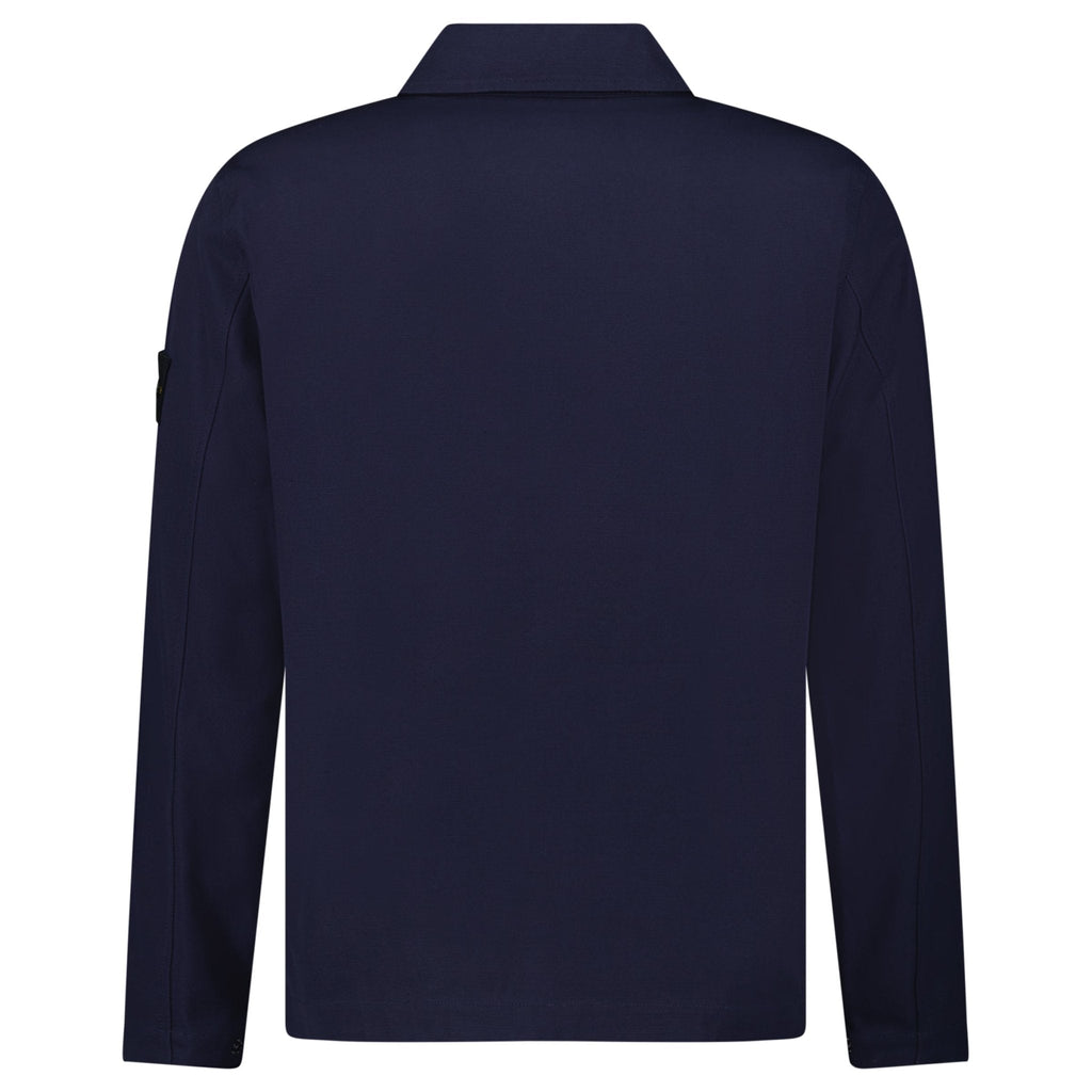 Stone Island Zip Panama Cotton Overshirt in Navy